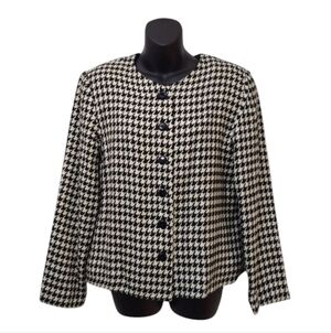 Kathie Lee Collection Women's Black White Button Up Blazer Jacket Size S4/6 NWT